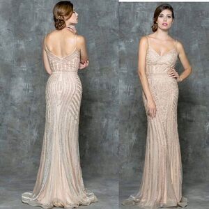 NEW Glow By Colors G664 pink embellished maxi prom ballroom gown dress 10
